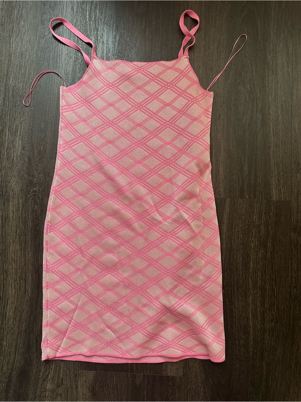 Zara Pink Diamond-Pattern Slip Dress
